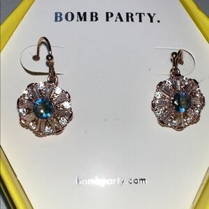 Bomb Party Blue and Silver Floral Earrings